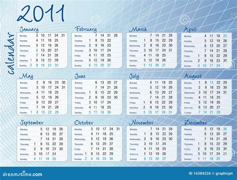 Blue Graphic All Months Calendar Stock Vector Illustration Of Future