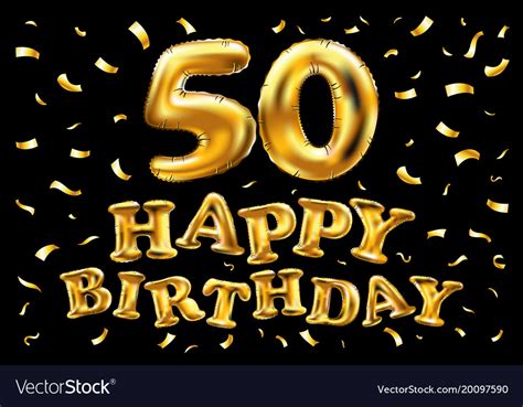 Happy Birthday 50th Celebration Gold Balloons And Vector Image