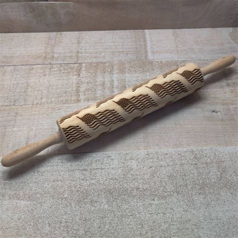 Embossed Am Flag Pattern Rolling Pin For Baking Pottery Etsy
