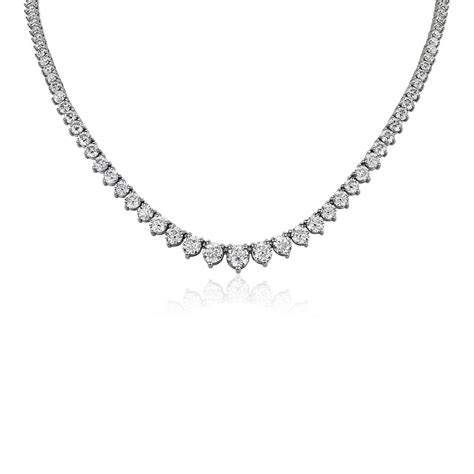 Graduated Diamond Eternity Necklace In 18k White Gold 15 Ct Tw