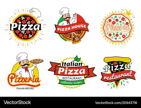 Italian Pizza Restaurant Logos Royalty Free Vector Image