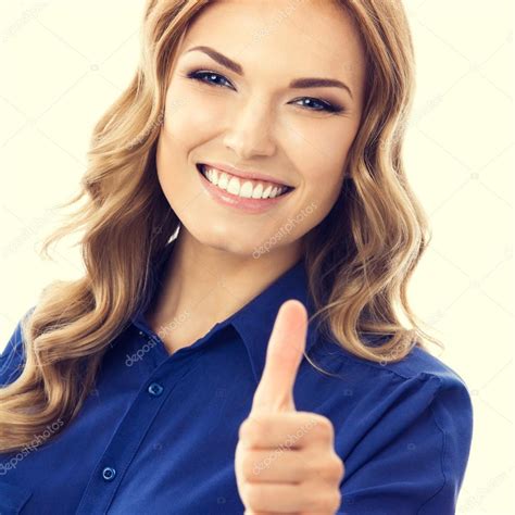 Woman With Thumbs Up Gesture Stock Photo By ©gstudio 84366820