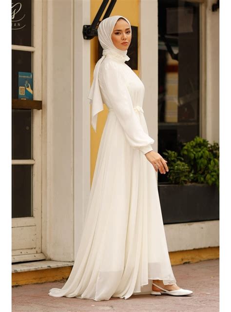 Nikah Tesett R Abiye Elbise Beyaz