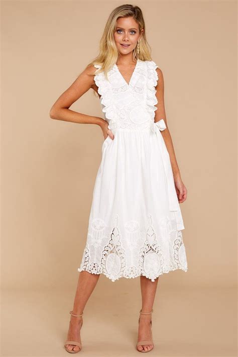 Cute White Midi Dress Lace Dress White Dress 5400 Red Dress