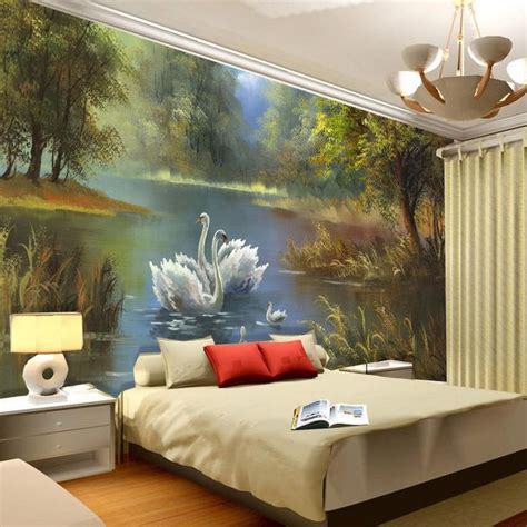 Elegant Swan Lake Wallpaper 3d Photo Wallpaper Custom Wall Murals Oil