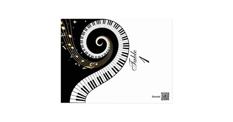 Piano Keys And Golden Music Notes Table Number Postcard Zazzle