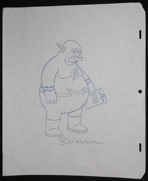 The Simpsons Comic Book Guy In Flash Costume Art For Julie Schwartz