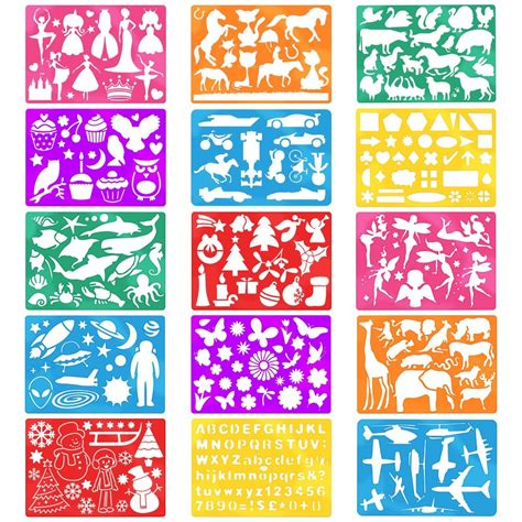 Pennen Markers Stiften 24 Pieces 74 Shapes Plastic Stencils Drawing