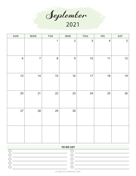 Free Printable September 2021 Calendar Template