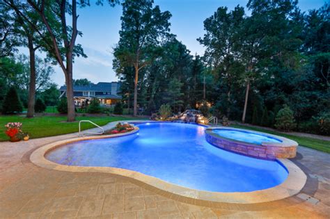 Naperville Il Freeform Swimming Pool With Raised Hot Tub Classique
