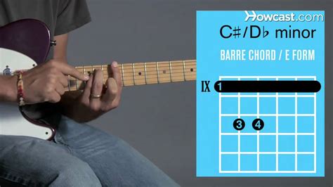 how to play c ♯ d♭ minor barre chord guitar lessons youtube