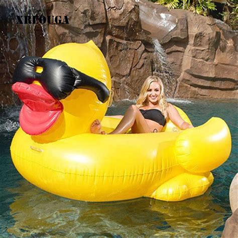 Xreouga 165cm Pvc Giant Inflatable Yellow Duck Rider Pool Float