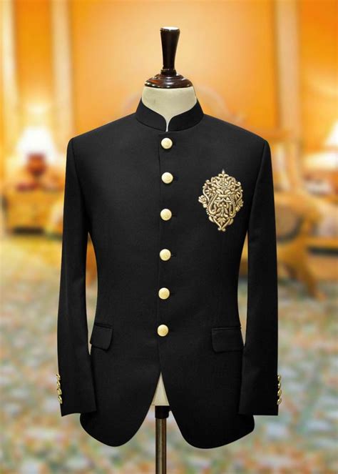 Embroidered Black Prince Suit Designer Suits For Men Wedding Suits