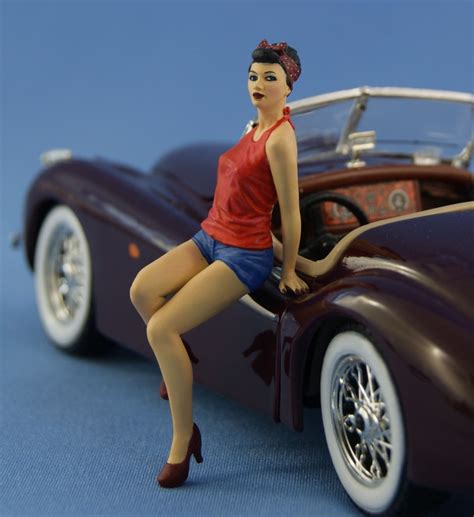 124 Pin Up Figure Girl Sitting On The Hood Painted