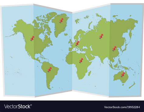 World Map With Pins Royalty Free Vector Image Vectorstock