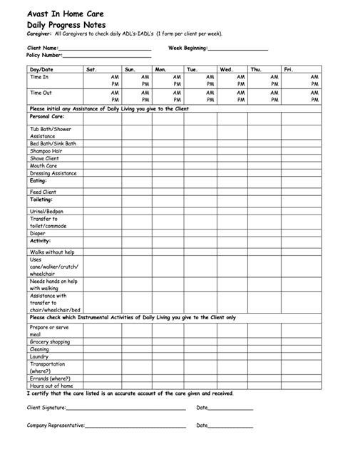 Daily Care Notes Sample Fill Online Printable Fillable