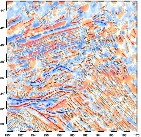 Shatsky Rise Magnetic Anomaly Map With Published Magnetic Isochrons