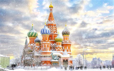 Download Winter Cathedral Dome Russia Moscow Religious Saint Basil S Cathedral Hd Wallpaper