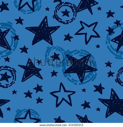 Starry Seamless Pattern Sketch Stars On Stock Vector Royalty Free
