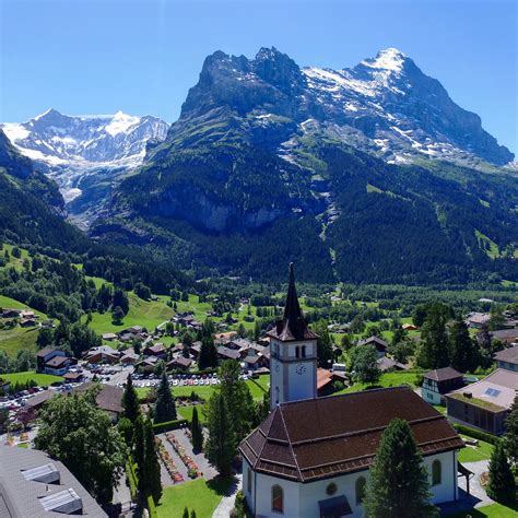 Drone Shot Over Grindelwald Switzerland The Mountain In The