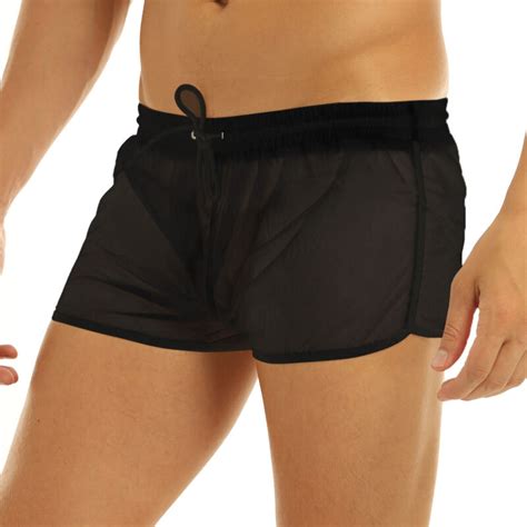 Mens See Through Swim Shorts Drawstring Quick Dry Trunks Underwear Boxer Briefs Ebay