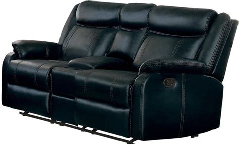 Homelegance® Jude Black Double Reclining Glider Loveseat With Center