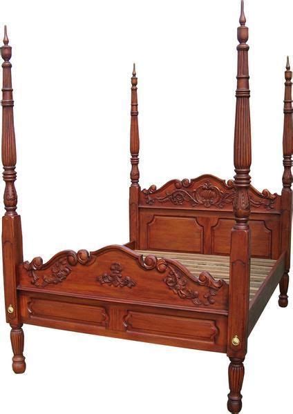 46 Double Colonial Four Poster Bed Solid Mahogany Hand Carved