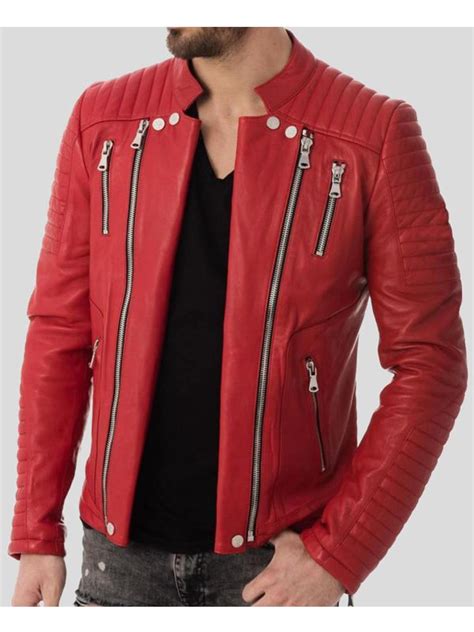 Mens Zipper Style Quilted Leather Jacket Quilted Leather Jacket