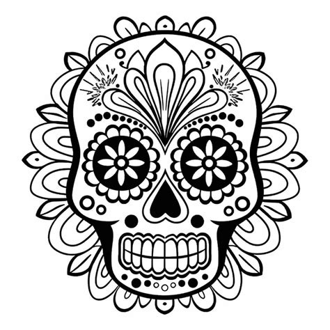 Day Of The Dead Skull Coloring Coloring Page