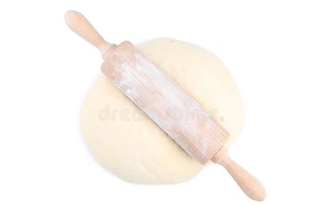 Raw Dough With Rolling Pin Stock Photo Image Of Cuisine 132677654