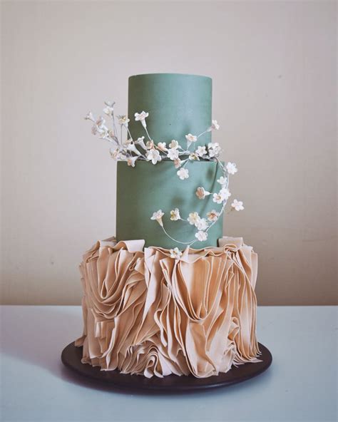 Sage Green Fondant Ruffles 🌾 Weddingcakes Californiawedding Wedding