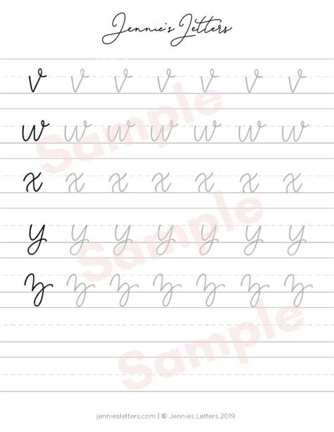 Hand Lettering Practice Worksheets Monoline Lowercase Alphabet Etsy