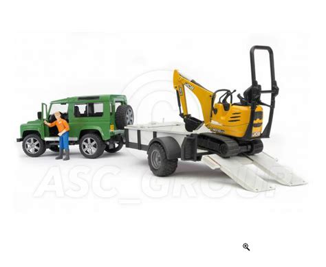 Bruder Toys 02593 Land Rover Defender And Trailer Micro Excavator