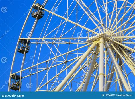 Ferris Wheel In Summer In The Blue Sky Stock Image Image Of Seats