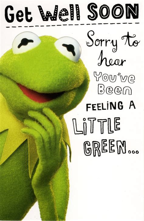 Kermit The Frog Get Well Soon Card Disney Muppets Greeting Cards