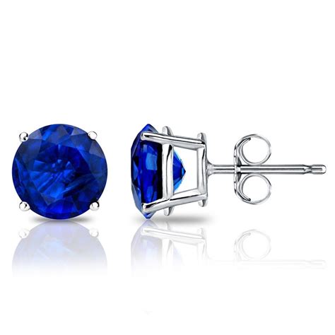 Carat Sapphire Earrings Studs Blue Sapphire Handmade Etsy