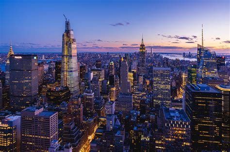 Download Usa Skyscraper City Night New York Building Man Made Manhattan