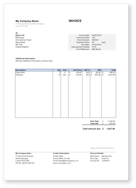 Invoice Format With Bank Details Cards Design Templates