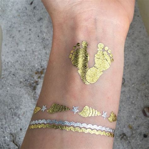 beach tattoos temporary tattoos metallic tattoos gold silver set jewel flash tattoos