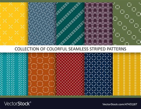 Collection Of Colorful Striped Seamless Patterns Vector Image