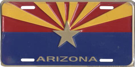 Arizona State Flag License Plate With Arizona