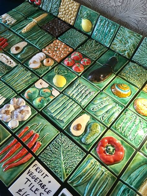 Fruit And Vegetable Tiles In 2022 Ceramic Tile Art Handmade Ceramic