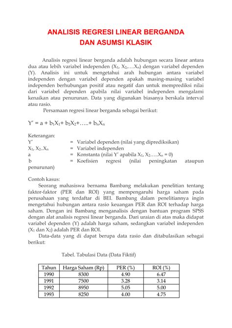 Contoh Kesimpulan Analisis Regresi Linier Berganda | Laporan Ku