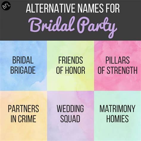 alternative names  bridal party bridal brigade