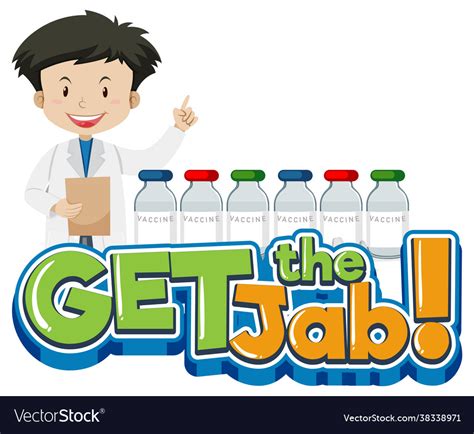 Get Jab Font Banner With A Male Doctor Royalty Free Vector