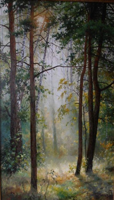 Hand Painted Original Landscape Art Large Scale Green Forest Oil