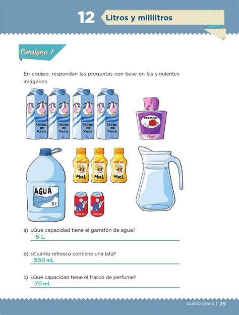 Problemas De Litros Y Mililitros Para Quinto Grado Con Respuesta Estudiar