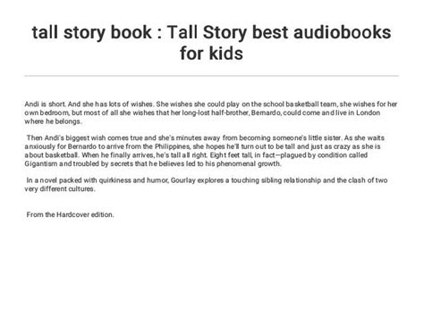 Tall Story Book Tall Story Best Audiobooks For Kids