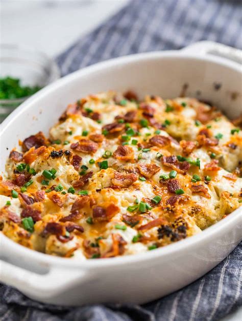 Cauliflower Casserole {with Cream Cheese And Bacon}
