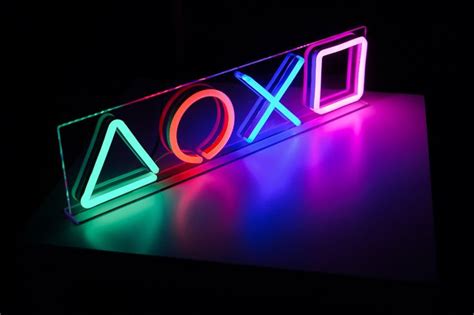 Playstation Ps5 Ps4 Game Console On Table Neon Light Lamp Sign For